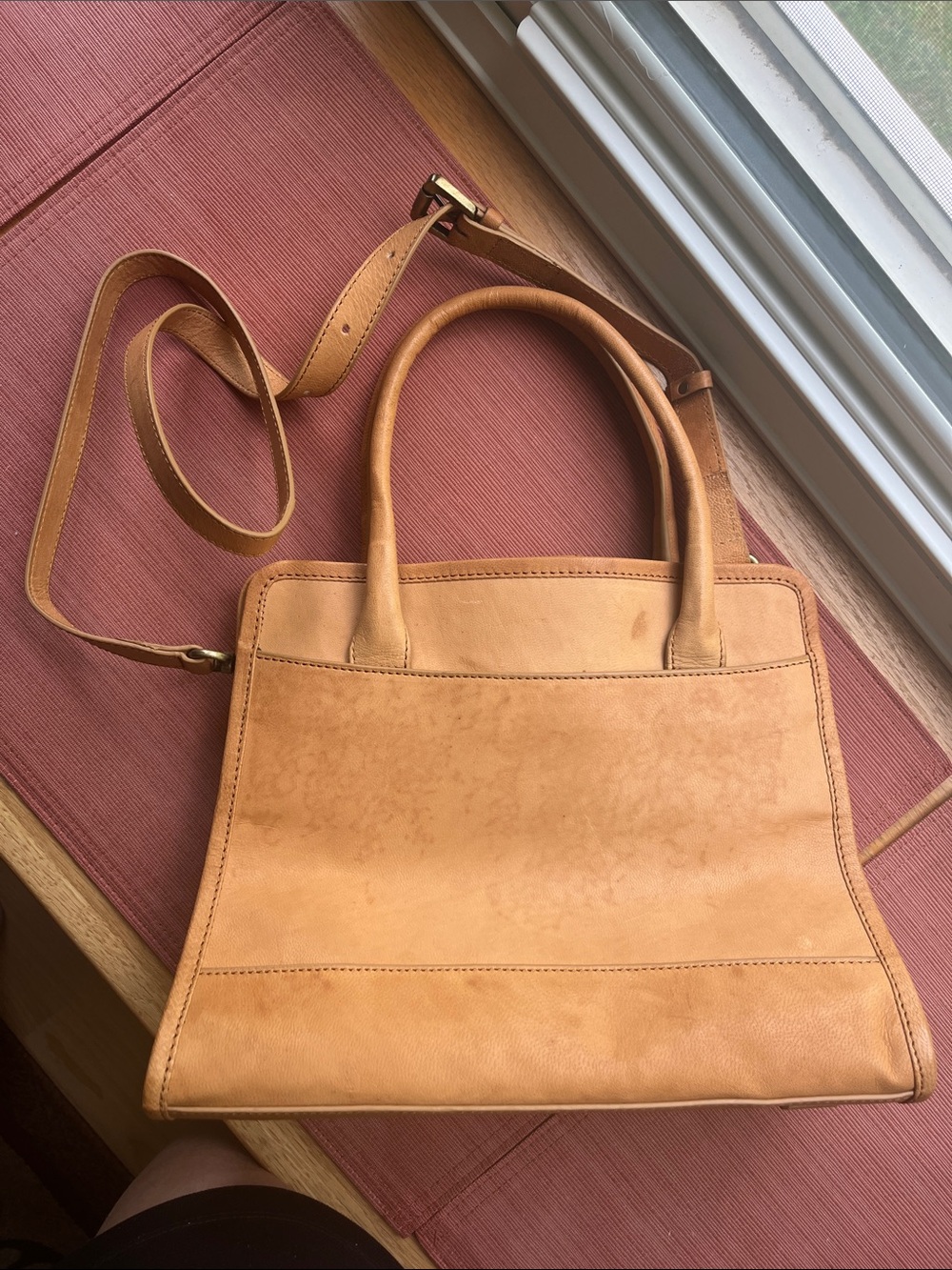 Noonday Collection Tan Leather Satchel with Removable Strap